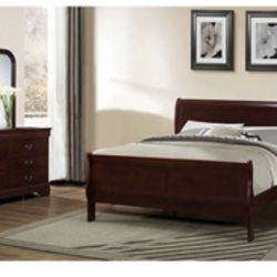 Modern Cherry Queen Size  Complete Bedroom Set. Mattress sold separately 