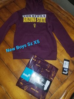 New Boys Sz XS Arizona sun devils ASU hooded sweatshirt and pajama pants nwt