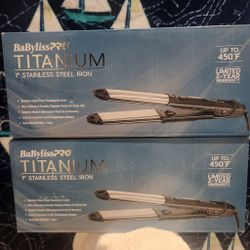 BaByliss Pro Titanium 1" Stainless Steel Flat Iron BT411T 2451