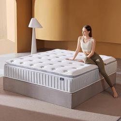 New 14 Inch Queen Mattress – Real Hybrid Queen Size Mattress Memory Foam, Reinforced Edge Support, Zoned Coils for Pressure Relief and No Motion Trans