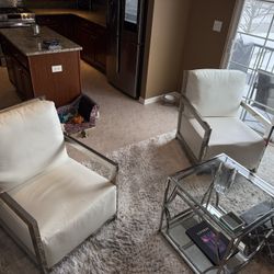 2 Leather Arm Chairs For Sale. 