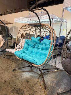 New Assembled  700Lbs capacity double swing Chair in  Blue