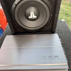100$ Car audio 10” subwoofer and amp.