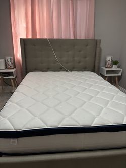 Queen bed frame with mattress