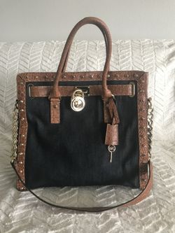 Michael Kors leather and denim handbag