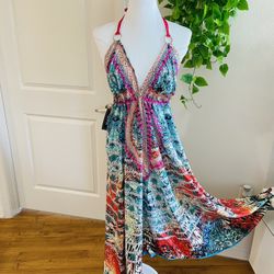 Women Ladies Boho Floral Midi Dress Cocktail Party Evening Summer Beach Sundress one size 