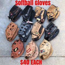 Softball Gloves $40 Each Firm Have More Baseball And Softball Equipment Available 