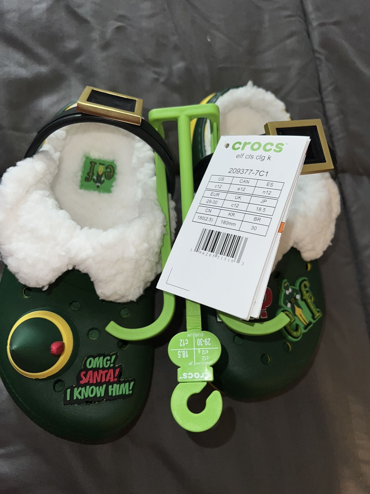 Elf Crocs Size 12c Kids