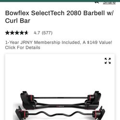 Bowflex Adjustable Barbell And Curl bar New 