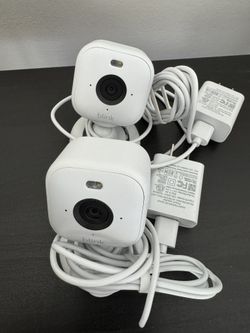 Blink Mini 2 — Home Security & Pet Cameras with HD video, color night view, motion detection, two-way audio, and built-in spotlight — 2 cameras (White