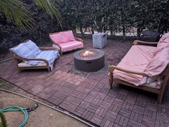 Safavieh Patio furniture with fireplace/ tank holder