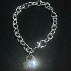 925  Sterling SilverHeart Tag Charm Bracelet