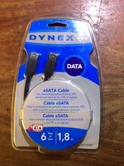 Dynex External eSATA Cable, 6 Feet 1.8 Meter Long
