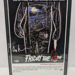 Friday The 13th Movie Poster 12x18 Framed Ari Lehman Autograph Beckett Witnessed