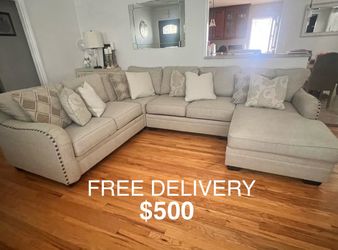 FREE DELIVERY - Ashley Beige U-shaped Sectional Couch