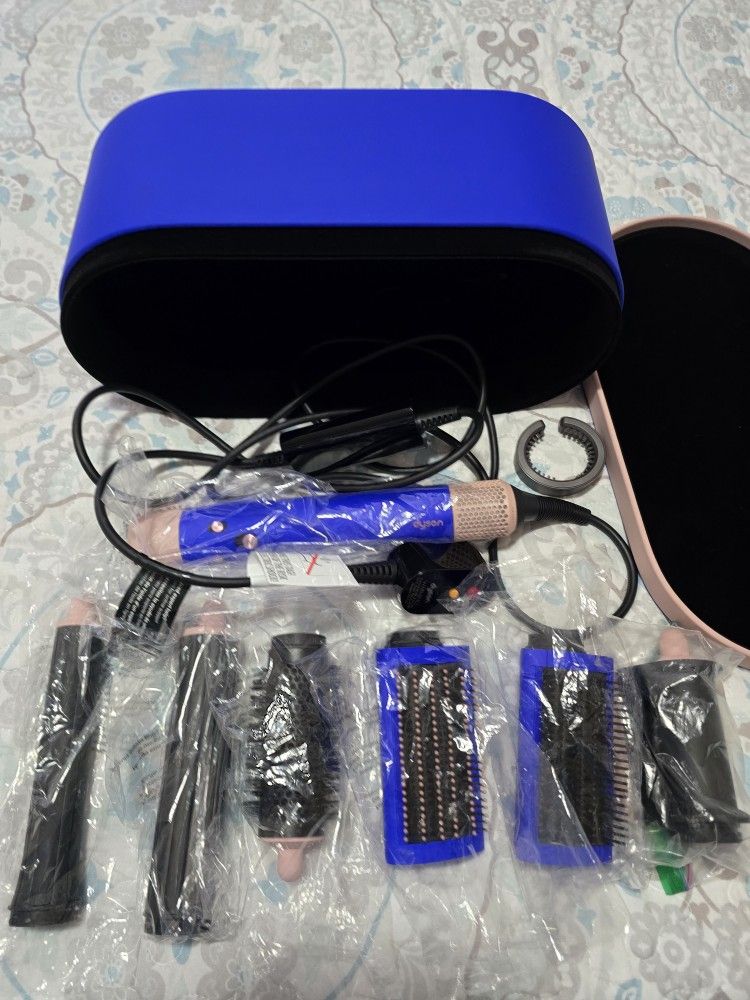 Hair Dryer Brush Set - Blue, Multi-Functional with Attachments