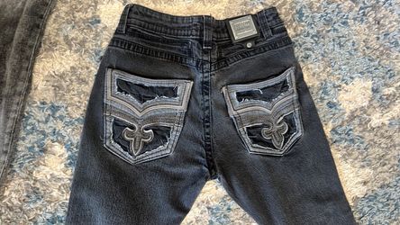 Staggs Dark Wash Embroidered Jeans