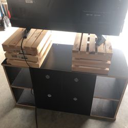 TV With TV Stand And Wooden Frames 
