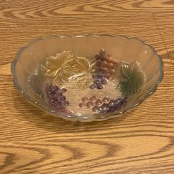  Crystal Embossed Glass Fruit Bowl