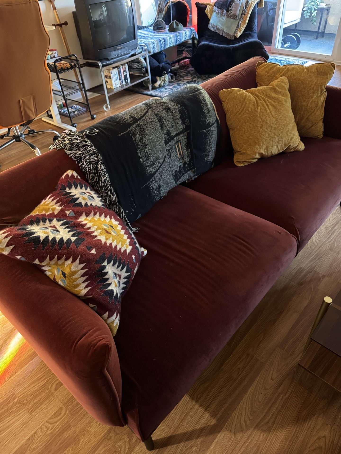 Modern Red Velvet Sofa