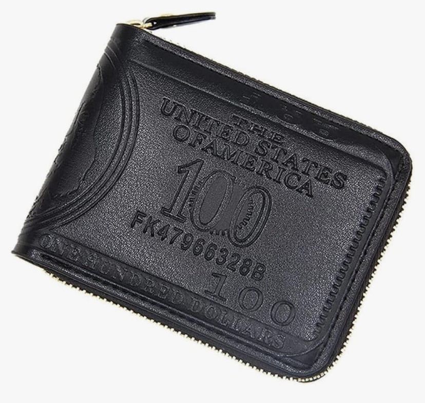 American style men's wallet short zipper printing dollar pattern-New