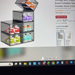 6 Pack Upgrade Harder Shoe Organizer, Shoe Storage With Magnetic Front Door, Shoe Boxes 