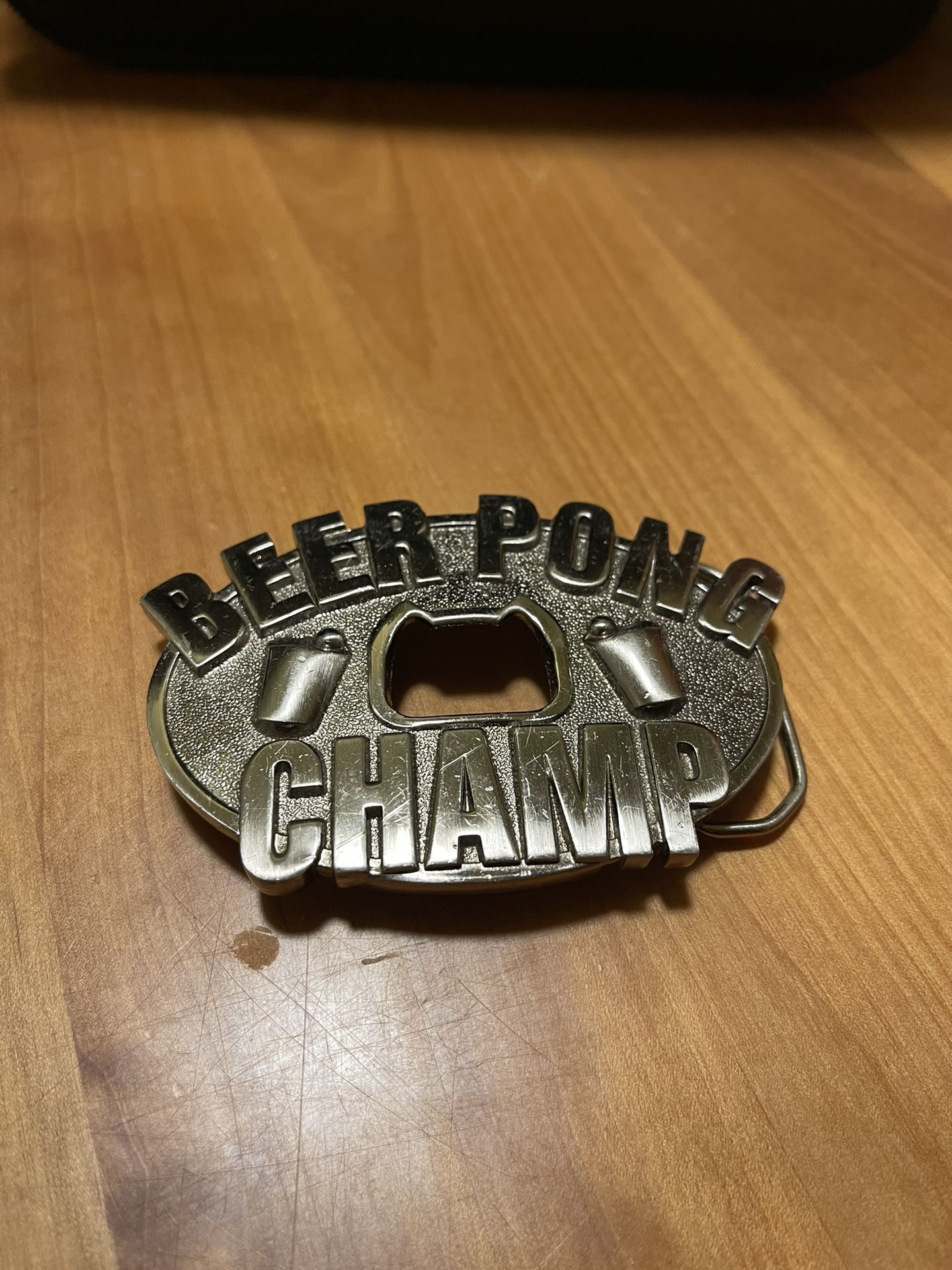 Beer pong champ belt buckle