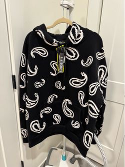 Riot Empire Men’s Paisley Bandana Print Hoodie Size 3XL Black White – NWT