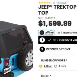 Best mop Trektop NX Glide Soft Top Black For 07-18 Jeep Wrangler 2 Door JK