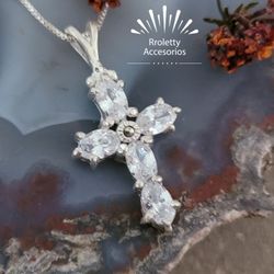 Sterling Silver 925 Necklace With Cross Pendant 