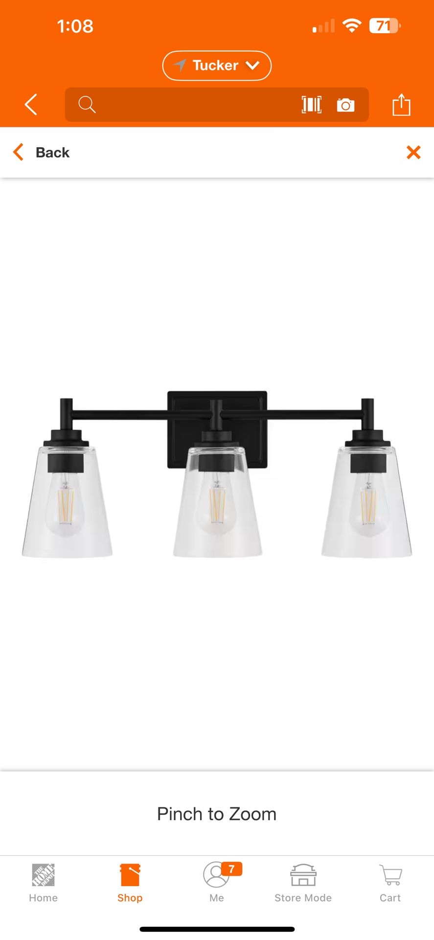 Wakefield 22 in. 3-Light Matte Black Modern Vanity with Clear Glass Shades