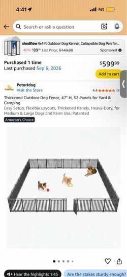 Outdoor dog fence 47 inches high 32 panels