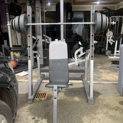 Squat rack/bench press rack  1 inch weight bar 1 inch weights 140 pounds