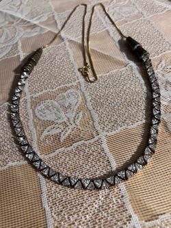 Crystal Tennis Necklace with Gold Chain