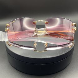 Purple - Pink Diamond Cut Cartier Sunglasses