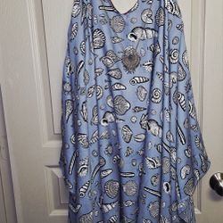 Blue Sea Shell Pattern Summer Dress