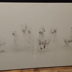 White Horses Canvas Art
