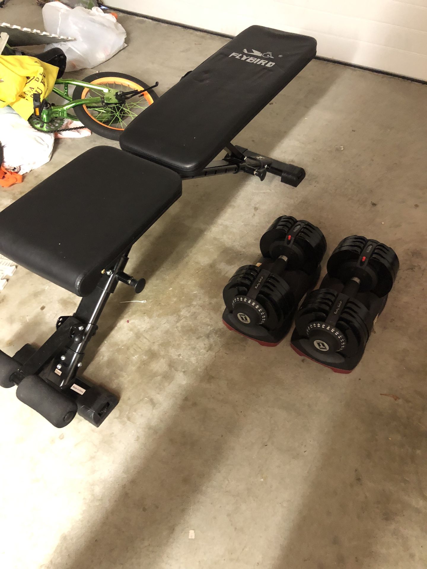 Adjustable Dumbbells and Weight Bench