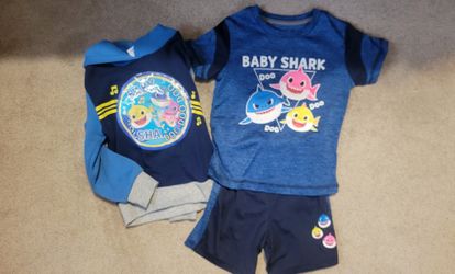 Boys 3T Baby Shark Shorts Set & 4T Hoodie
