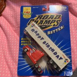 1999 ROAD CHAMPS HAPPY BIRTHDAY SEMI TRUCK DIE-CAST SCALE 1:43 BRAND