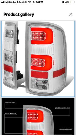 Rear Tail Lights Compatible with 2007- 2014 GMC Sierra 1HD 3500HD, Driver and Passenger Side Dual C-Tube 3D LED DRL Brake Lamps, Chrome Housin