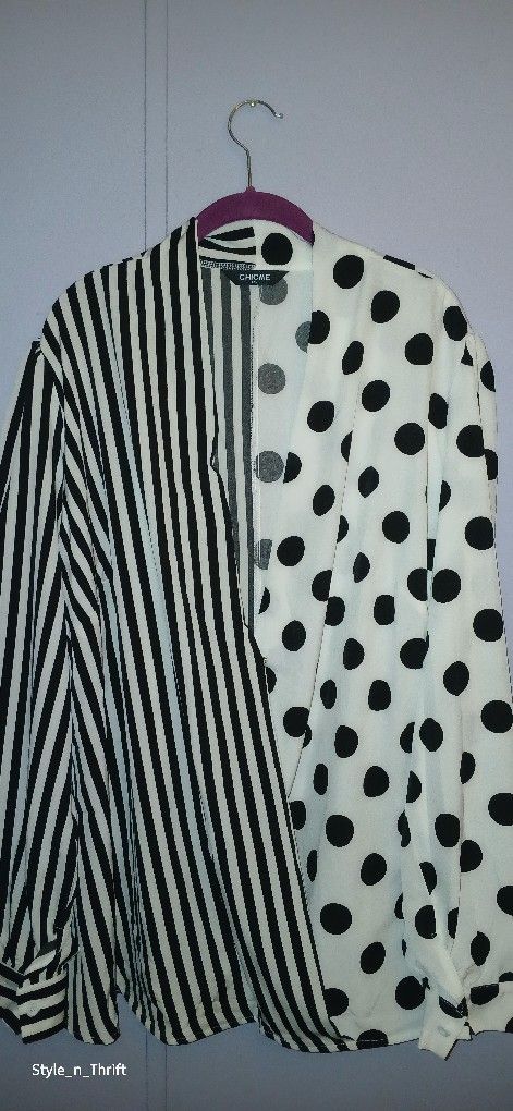Plus Size Chicme Striped Polka Dot Shirt
