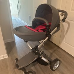 Mima Xari Aluminum Chassis Stroller with Reversible Reclining Seat & Carrycot