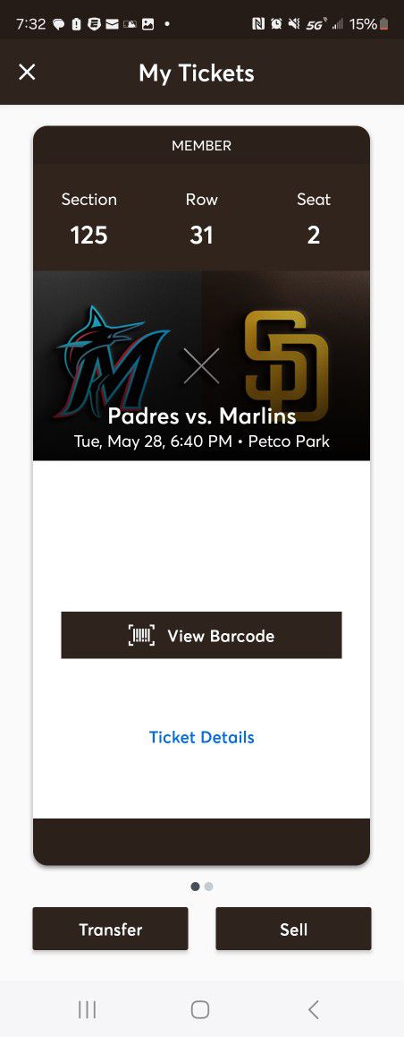 Padres Vs Marlins  Tuesday May 28th