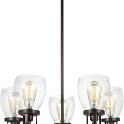 Seagull Sea Gull (contact info removed)-782 Restoration Five Light Chandelier from Belton Collection Dark Finish, Heirloom Bronze