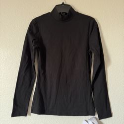 Mock Turtleneck Long Sleeve Top – Black (Size Medium) 