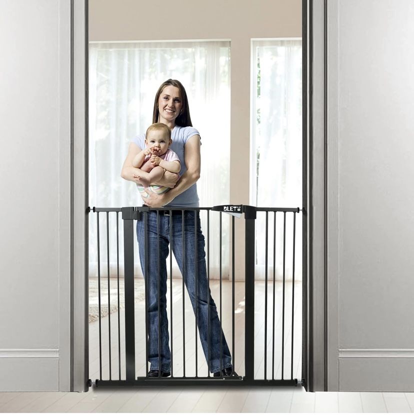 Baby Gate 36" Extra Tall for 29.5-46in,Extra Wide Auto Closed Dog Gate for The House with 2-Way Door for Kids, Heavy Duty Metal Safety Pet Gate for St