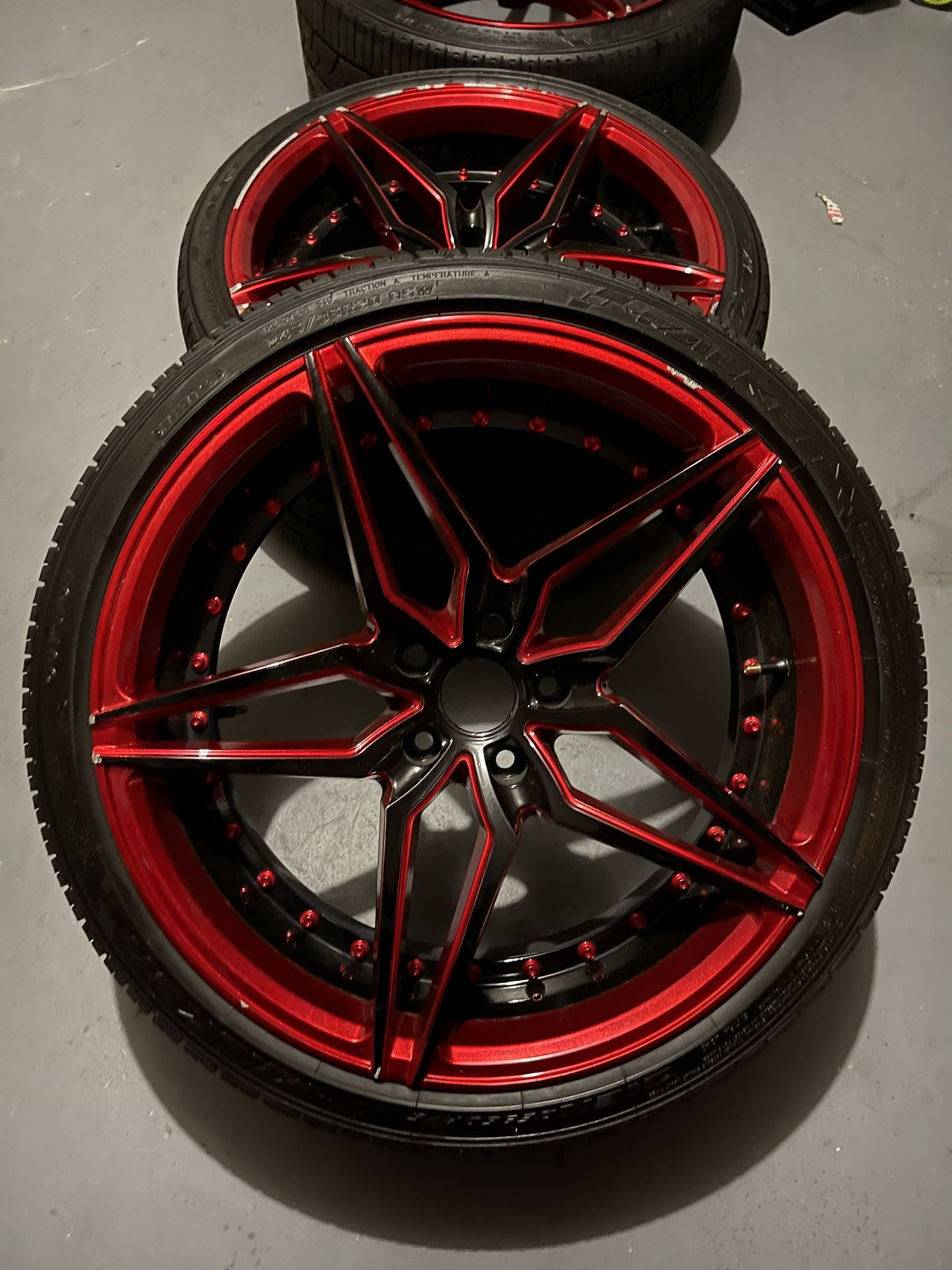 20" MARQUEE M3259 WHEELS BLACK RED RIMS