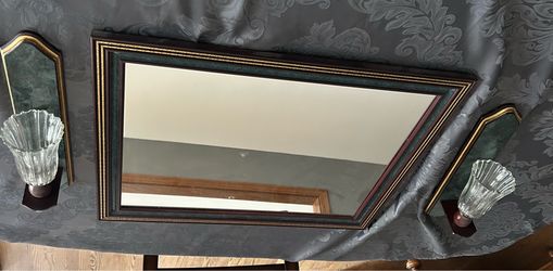 Vintage Partylite Wall Mirror & Matching Candle Sconce Set (3 Pieces)