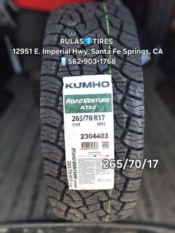 265/70/17 KUMHO ROAD VENTURE AT52 •Brand new tires / Llantas nuevas ¤ DM 📞 for a Quote. 